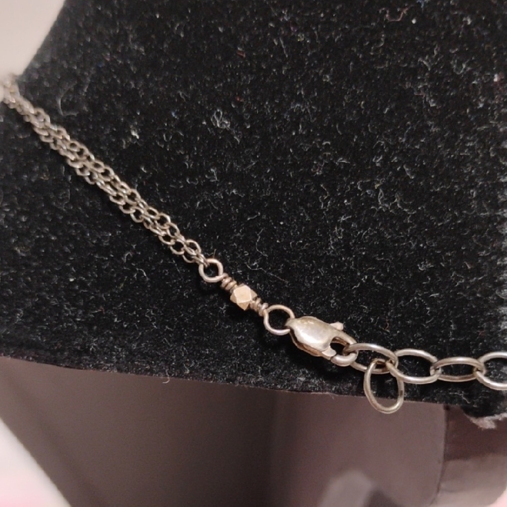 SALE! Adina 925 Sterling Silver Square/Double Chain Vintage Necklace - Picture 7 of 12